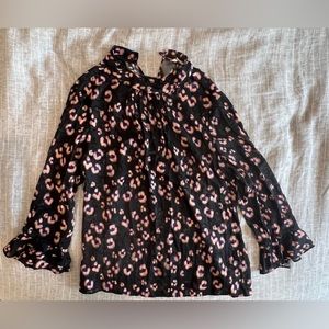 Rebecca Taylor blue and pink semi-sheer animal print top